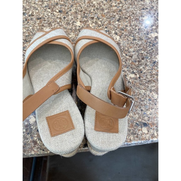 Tory Burch Tan Espadrilles Size 9 Wedge Majorca Sandal - Picture 8 of 9